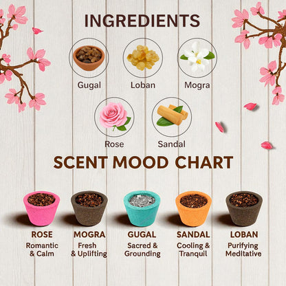 Dhoop Cups for Pooja & Havan at Home, Office, Temple & Festivals | Natural Original Mix Fragrance Dhoop Cones, Mix Fragrance, Dhuni Cup (Includes 1 Burner Plate)