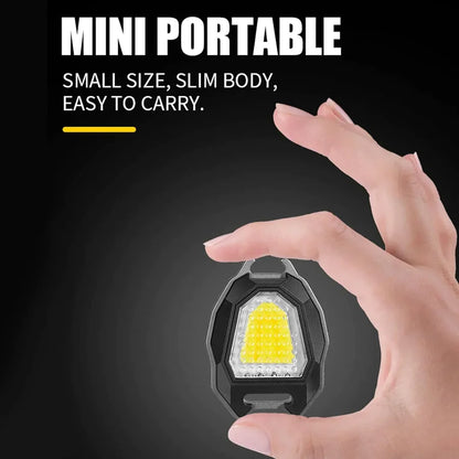 UK-0036 Magnetic Emergency Mini Portable Super Bright LED Keychain COB Light with 6 Lighting Modes & Display Cigar Lighter & Survival Whistle, Bottle Opener