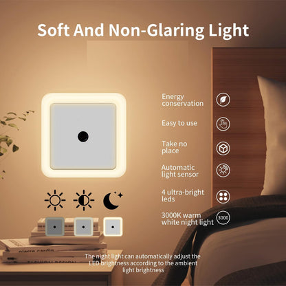 UK-0868 LED Night Lights Plug into Wall, Auto Light Sensor Plug in Night Light Lamp Wall Night Light Safety Lighting for Bedroom,Bathroom,Stairs,Corridor,Kitchen