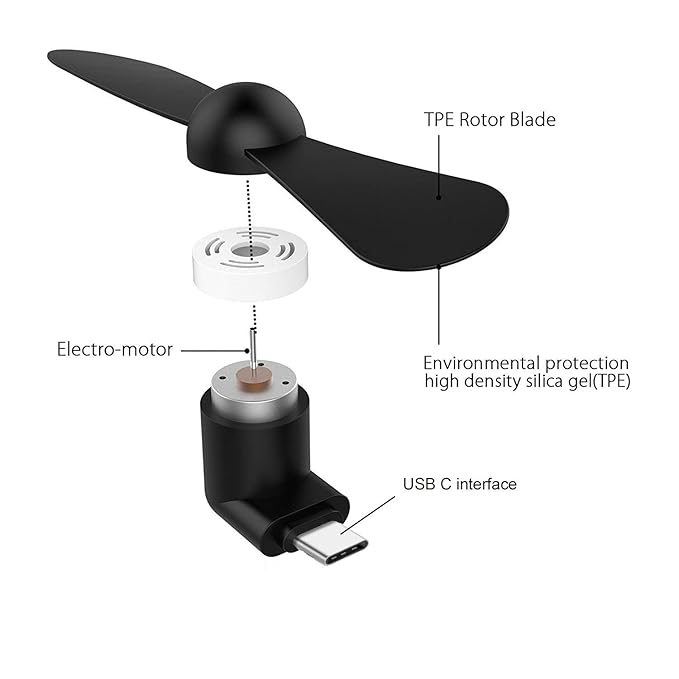 UK-0939 Portable Mini USB Type-C Fan for Mobile Phone and Power Bank