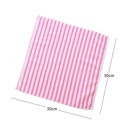 UK-0642 5Pcs  Wash Cleaning Microfiber Towel Water Kitchen Dining Striped Duster Cloth Random Color