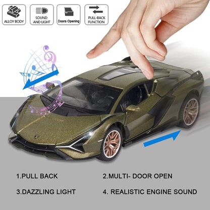 UK-1070 PLAY ME Lamborghini Model Car 1:32 Exclusive Alloy Metal Pull Back Die-cast Car Die-cast Metal Pullback Toy car with Openable Doors & Light Music