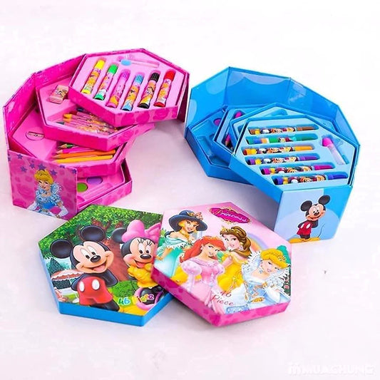 UK-0063 46 Pcs Plastic Art Colour Set With Color Pencil,Crayons,Oil Pastel&Sketch Pens,Multicolor