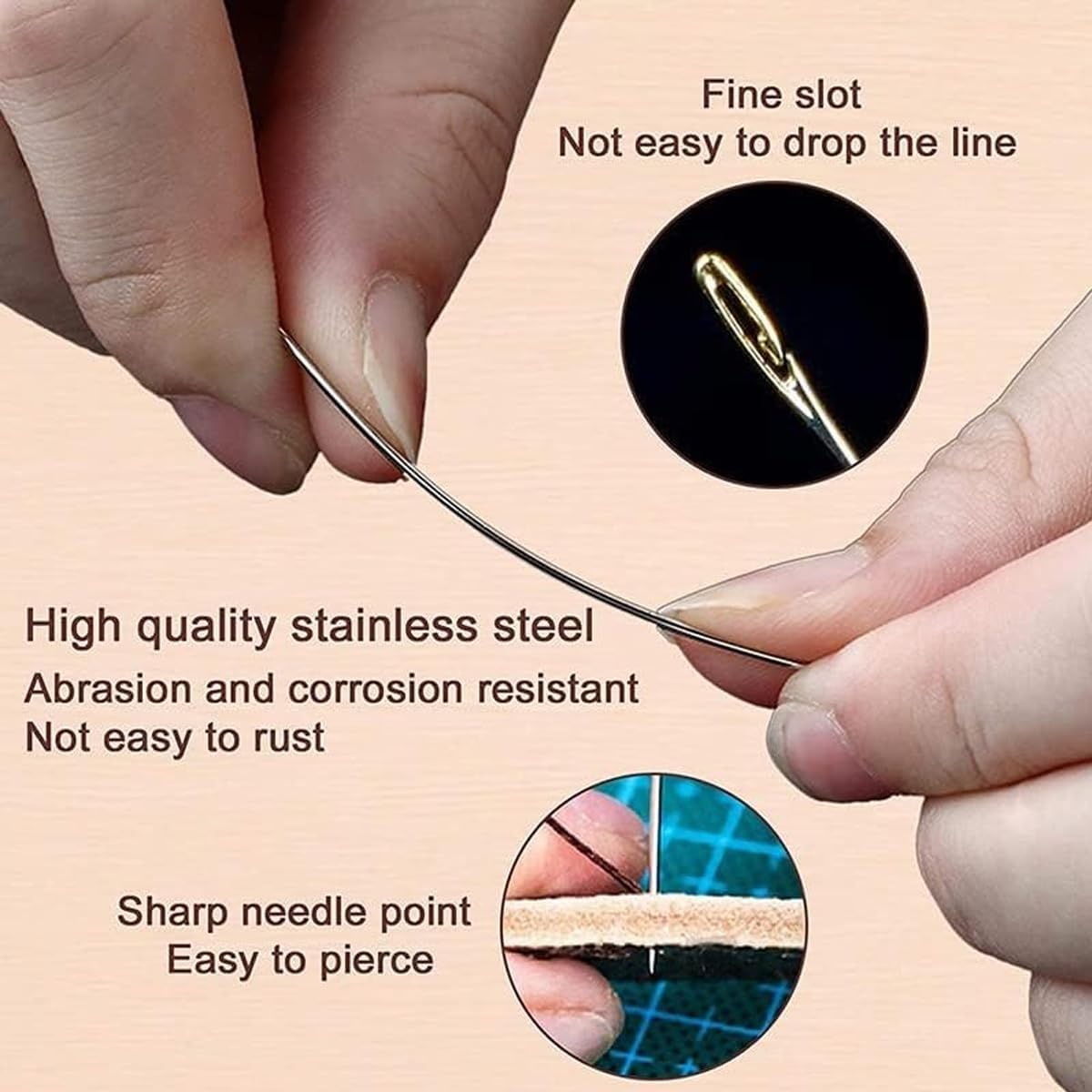 UK-1092 30pcs Self-Threading Quilting Needles With Wooden Case - Long Needles of Various Sizes for Quilting, Embroidery, Hand Sewing