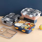 UK-0885 3 Compartment Stainless Steel Lunch Box 750ML, Lunch Box with Steel Cutlery Inside, Heating & Water Insulation for School Kids and Adults Office