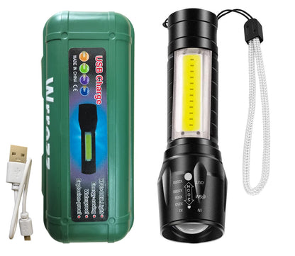 UK-0197 Mini Torch Light, Ultra Brightest Small Flash Light Handheld Pocket Compact Portable Tiny Lamp with COB Side Lantern