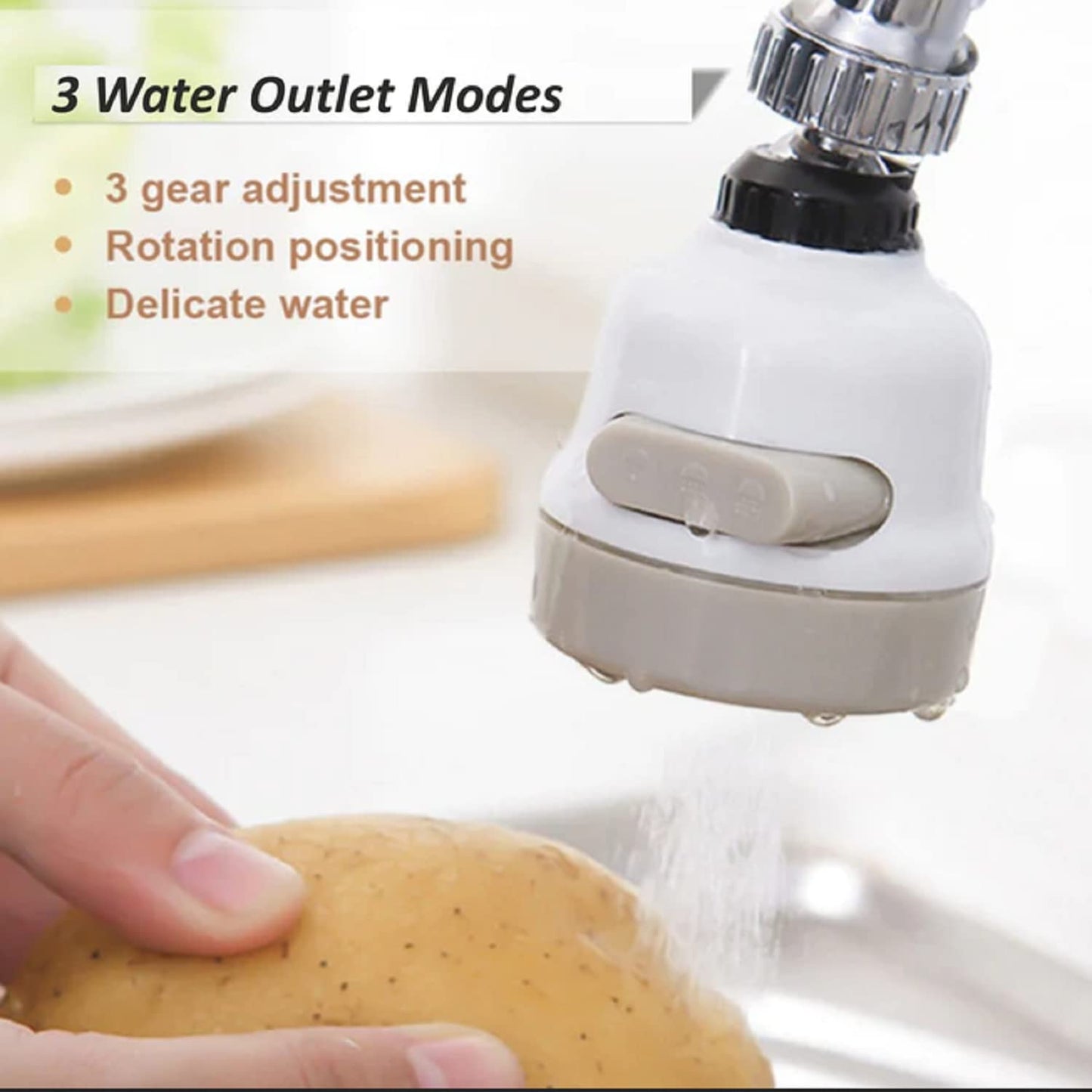 UK-0264 Rotatable Universal Splash Proof 3 Modes Water Saving Nozzle Filter Faucet Sprayer for Kitchen Basin Taps Aerator Extender for Bathroom Basin Tap