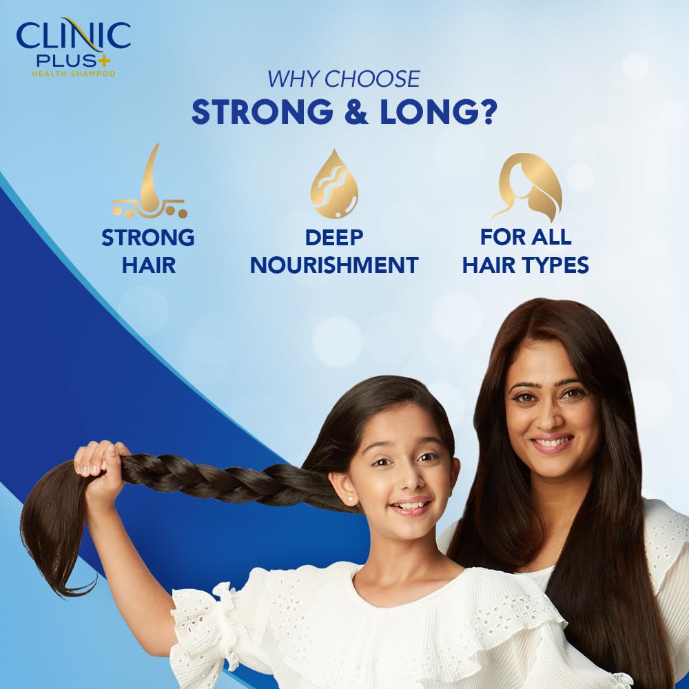 Clinic Plus Shampo With Milk Proteins & Multivitamins for Healthy and Long Hair - Strengthening Shampoo for Hair Growth