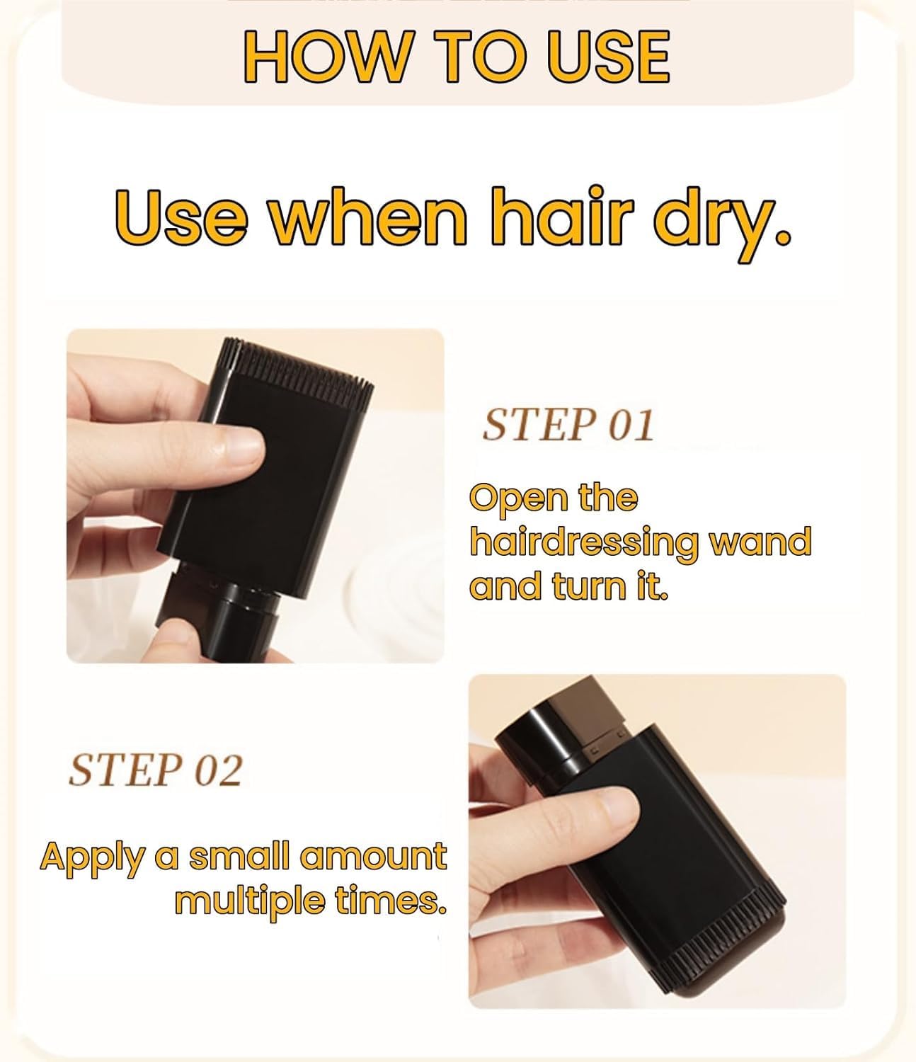 UK-1038 Hair Dye Stick Comb Waterproof and Sweat-Proof Root Touch-Up, Long Lasting Hairdressing Wand, Easy Hair Coloring Applicator for Men and Women, Quick Grey Hair Cover-Up Stick for Black Hair