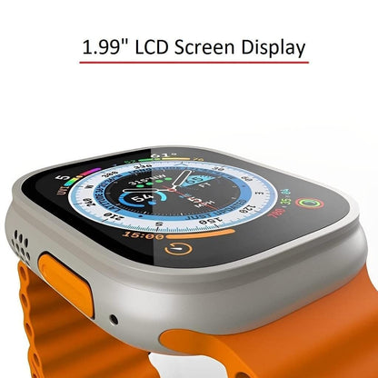 UK-0220 T900 Ultra Big Smart Watch with 2.09" (49mm) Bluetooth Calling Offer Orange Strap HD Display Soof Watch Sleep Monitoring Charge Walking, Running, Cycling