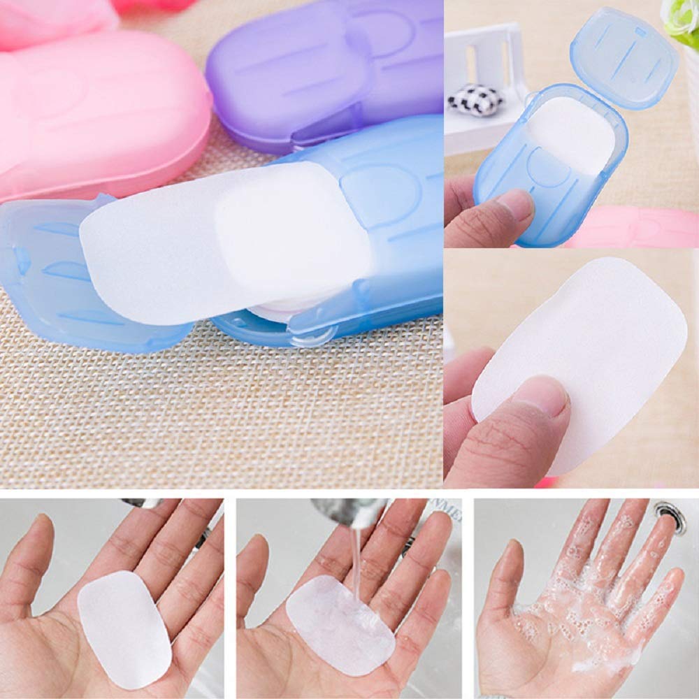 uk-0528 Paper Soap Strips Box Mini Portable Travel Soap Paper Sheets Disposable Hand Washing Bath Scented Paper Soap for Outdoor, Camping Hiking