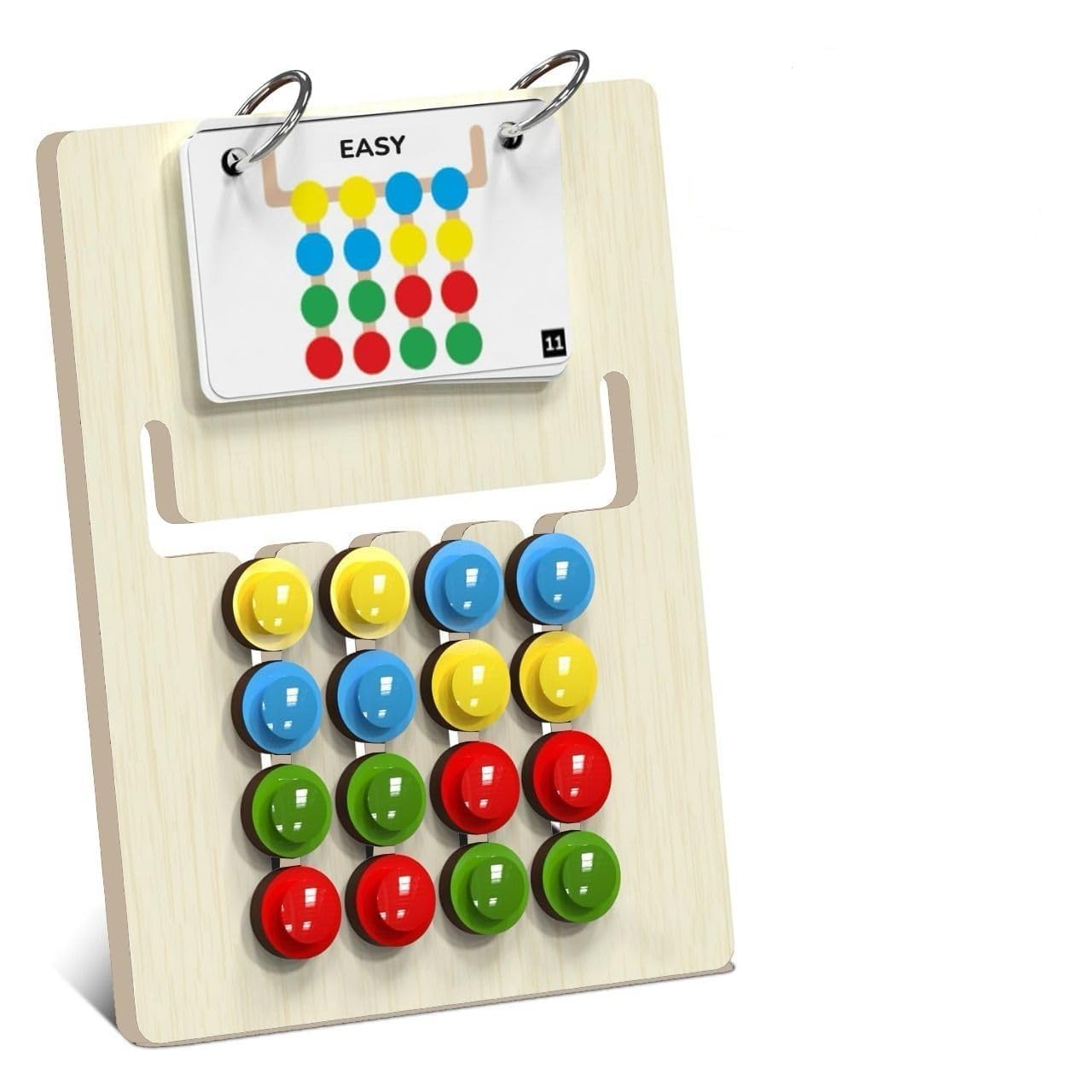 UK-1061 Colour Coder Wooden Montessori Slide Puzzle Game | 3 Difficulty Levels | Pattern Matching | Birthday Gift for Boys & Girls | Board Game