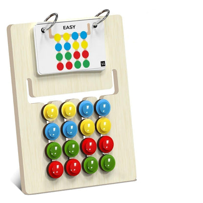 UK-1061 Colour Coder Wooden Montessori Slide Puzzle Game | 3 Difficulty Levels | Pattern Matching | Birthday Gift for Boys & Girls | Board Game