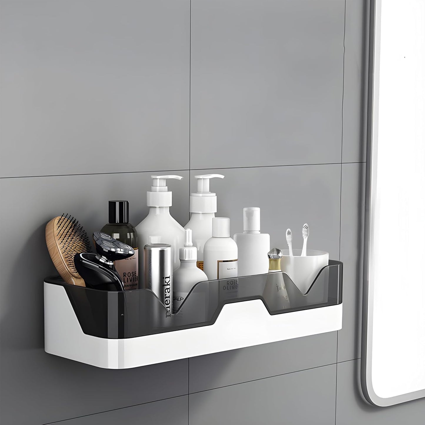 UK-0677 Shelf Organizer,Wall Mounted Shelf Hardware,Separable Shower Wall Self Adhesive Storage Racks