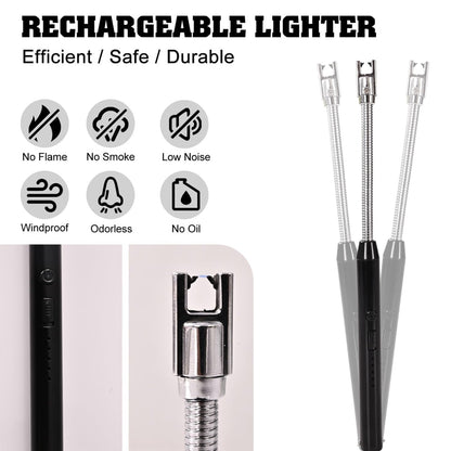 UK-0373  ARC Lighter, Rechargeable Electric Gas Lighter for Home Use Candle Lighter Plasma Lighter Flameless Windproof USB Lighter 360° Flexible Neck Arc Lighter for Diwali Fireworks