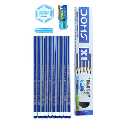 UK-0508 Doms X1 Pencil, Graphite lead, Pack Of 10,Black