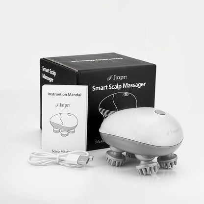 UK-0912 Head & Scalp Massager for Men Women, Handheld Cat Dog Pet Head Massager with 4 Silicon Heads | Portable Head Massager for Hair Growth, Muscle Relaxation & Stress Relief