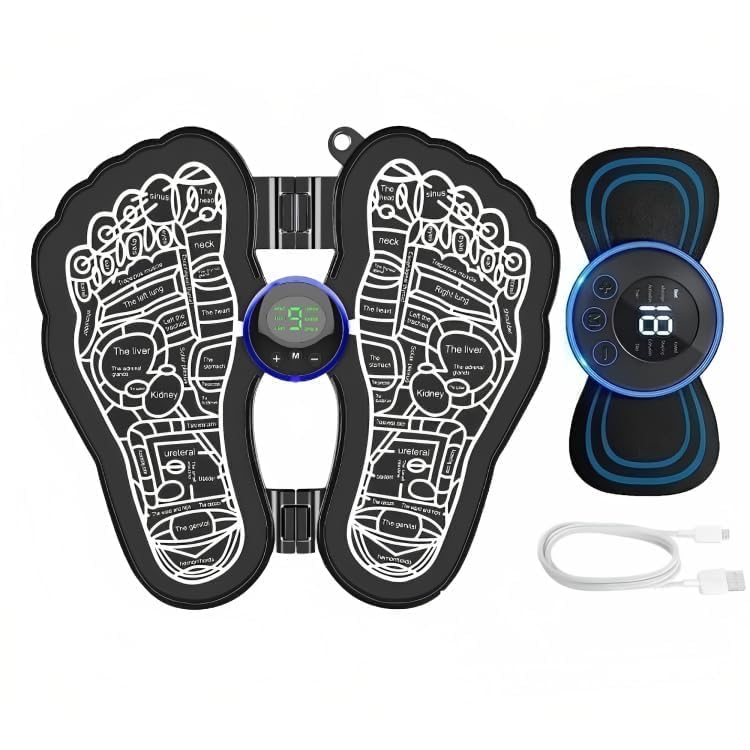 UK-0051 (COMBO) EMS Foot massager and butterfly combo Deep Kneading Circulation Foot Booster for Feet and Legs Muscle Stimulator,Folding Portable Electric Massage Machine with 8 Modes 19