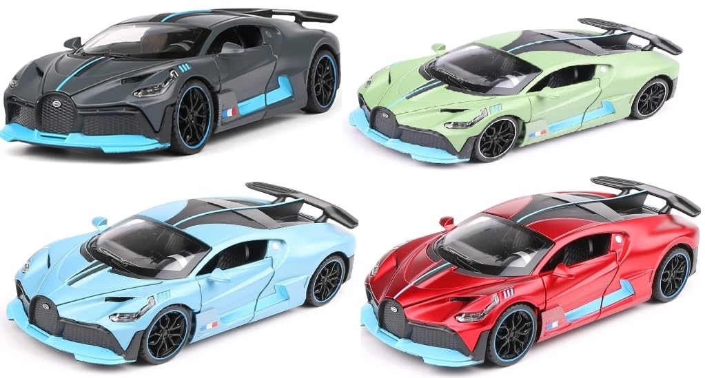 UK-1072 Bugatti Divo 1:32 Exclusive Alloy Metal Pull Back Die-cast Car Diecast Metal Pullback Toy car with Openable Doors & Light, Music Boys Gifts Toys for Kids