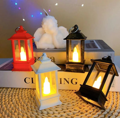 UK-0041 (2pc)Mini Square Lantern Lamps with Moving Flame LED Light for Home Decoration Diwali & Christmas