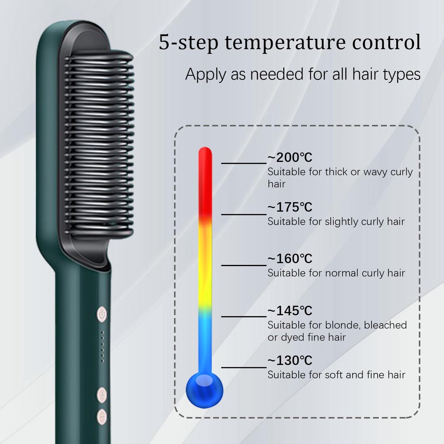 UK-0370 Hair Straightener, Hair Straightener Comb For Women & Men, Hair Styler, Straightener Machine Brush/Ptc Heating Electric Straightener With 5 Temperature Rain Clean