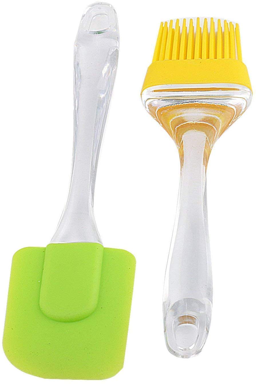 UK-0270 Silicon Brush & Spatula for Kitchen Cooking Oiling, Face, Clove Pastry Cake Mixer, Decorating, Backing, Glazing, Brush for Grilling Tandoor Multicolour