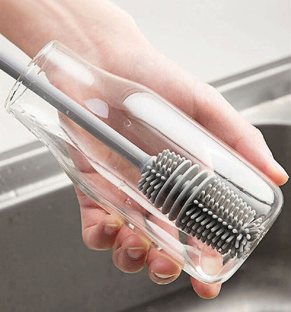 UK-0159 Bottle Cleaning Silicone Brush with Long Handle for Baby Bottle, Water Bottle, Narrow Neck, Containers, Vase and Glassware, Sports Bottle