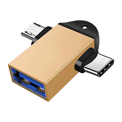 UK-0282 2 in1 OTG Adapter, USB 3.0 Female to Micro-USB Male and Type-C Male Connector Aluminium High Speed Data OTG for All Type-C Smartphone & All Android Mobiles