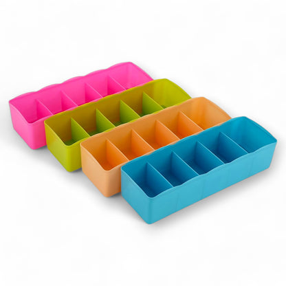 UK-0646 Multipurpose Plastic Storage Socks Tray Organizer for Wardrobe Drawer, Undergarment Cosmetic Makeup Dressing Rack, 1-PC (Multicolor)