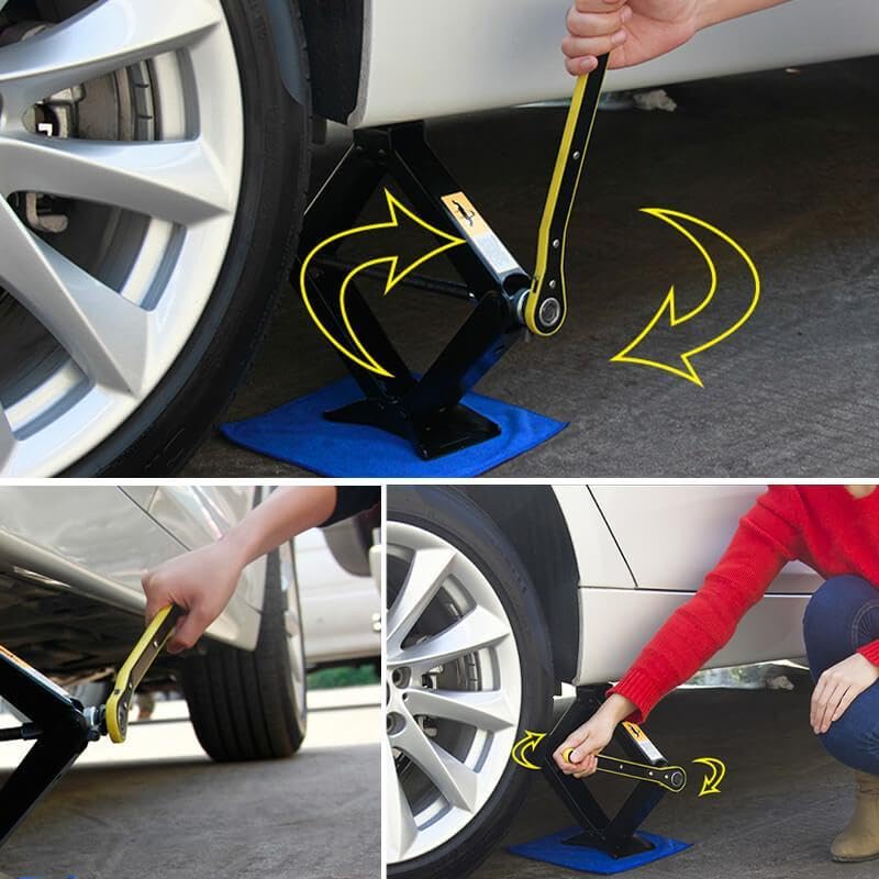 UK-1054 Auto 360 Degrees Swivel Car Jack, Handle Scissor Jack, Garage Tire Wheel Lug Wrench, Lift Speed Handle Tool