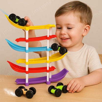UK-1044 4-Level Car Ramp Racer Toy with 4 Cars – Rolling Track Toy for Kids Ages 2–7 | Birthday Gift for Boys & Girls | Educational & Fun Car Toy Set | Colorful Racing Action