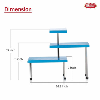 UK-1087 Countertop Organizer Rack | 3 Tier | Kitchen Corner Shelf | Space-Saving | Adjustable Counter top Stand for Spice Jars and Bottles | Multi-Purpose Storage Shelf for Cabinet & Bathroom