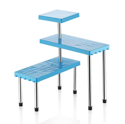 UK-1087 Countertop Organizer Rack | 3 Tier | Kitchen Corner Shelf | Space-Saving | Adjustable Counter top Stand for Spice Jars and Bottles | Multi-Purpose Storage Shelf for Cabinet & Bathroom