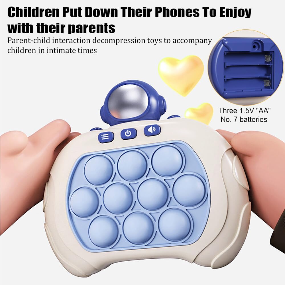 UK-0852 Puzzle Pop Light Up Game Fidget Travel Games for Kids, Quick Push Electronic Pop Light Up Games, Squeeze Sensory Fidget Toys Gift for Boys Girls Adult (Cosmonaut)