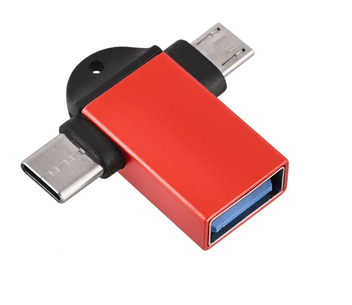 UK-0282 2 in1 OTG Adapter, USB 3.0 Female to Micro-USB Male and Type-C Male Connector Aluminium High Speed Data OTG for All Type-C Smartphone & All Android Mobiles