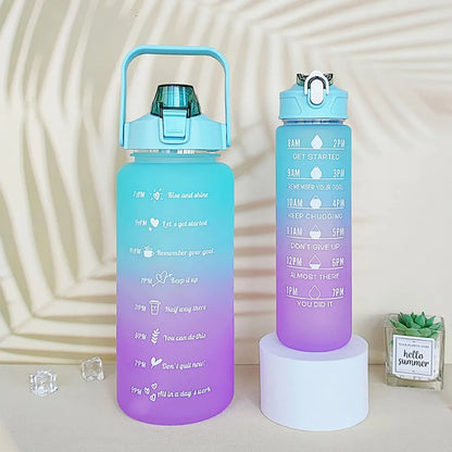 UK-0023 3 in 1 Water Bottle with Motivational Time Marker, Leakproof Durable BPA Free Non-Toxic Water bottle for office, gym, school