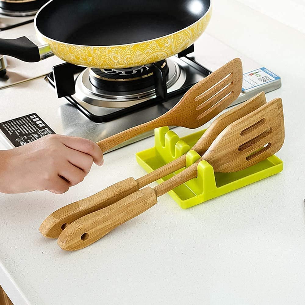 UK-0252 Spatula Holder for Kitchen Spoon Rest Cooking Utensil Plastic Stand Pan Cover Lid Rack Pot Clips Support Ladle Organizer Tool