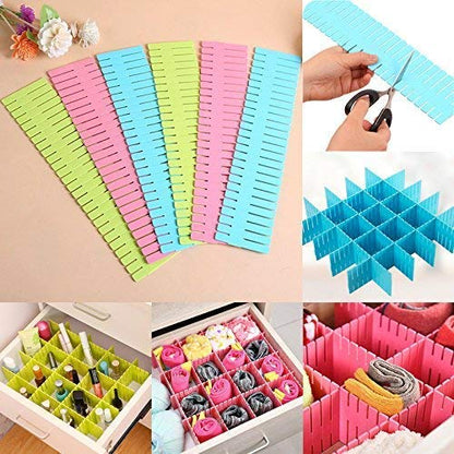 UK-0243 Drawer Divider Organizers, DIY Plastic Grid, Plastic Adjustable Drawer Dividers Makeup Socks, Underwear, Organizer for Clothes, Kitchen, Office