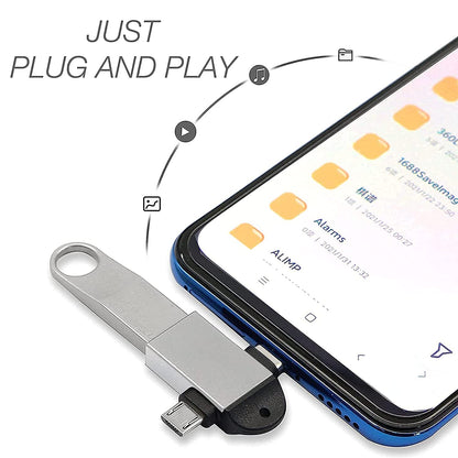 UK-0282 2 in1 OTG Adapter, USB 3.0 Female to Micro-USB Male and Type-C Male Connector Aluminium High Speed Data OTG for All Type-C Smartphone & All Android Mobiles