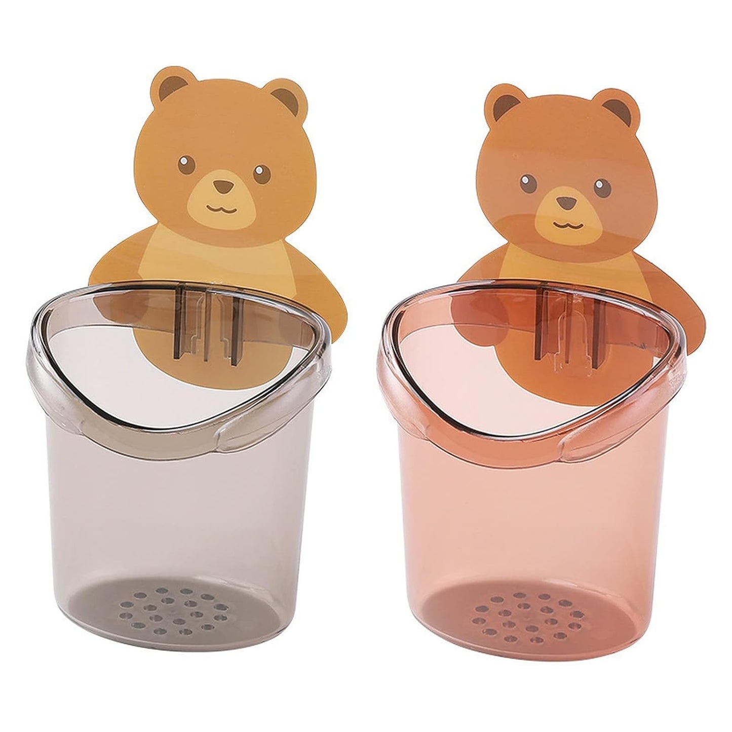 UK-0287 Teddy Bear Tooth Brush Holder - Self Adhesive Wall Mounted Multipurpose Teddy Bear Toothbrush Holder Cup with Strong Adhesive Sticker