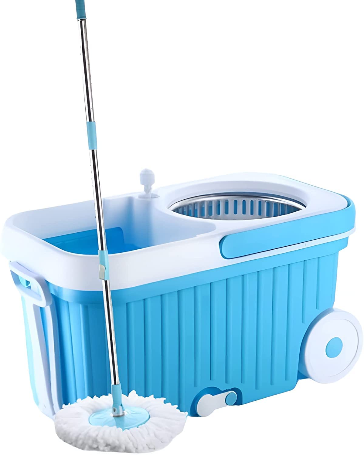 UK-0182 Ganesh Sporty Plastic Spin Mop with Bigger Wheels and Plastic Auto Fold Handle for 360 Degree Cleaning