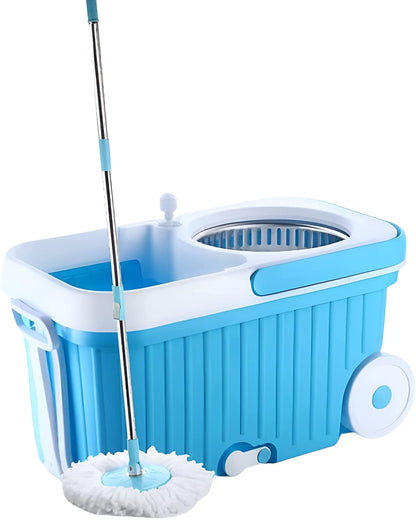 UK-0182 Ganesh Sporty Plastic Spin Mop with Bigger Wheels and Plastic Auto Fold Handle for 360 Degree Cleaning