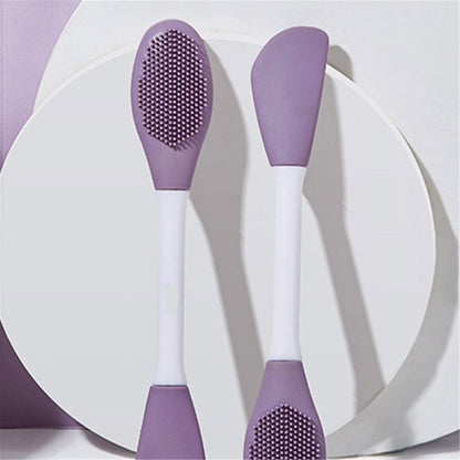 UK-0356 Beauty Silicone Face Mask Applicator Makeup Brush Double-Ended Facial Mask Brush for Mud, Clay, Charcoal Mixed Mask，Soft Makeup Beauty Brush Tools for Apply Cream, Lotion (1PC Multi Color)