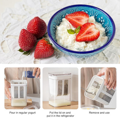 UK-0950 Yogurt Strainer, 1100ml Multi Yoghurt Maker Strainer with Fine Mesh Bag & Lid for Thick Greek Yogurt, Soybean Milk, Kefir, Berries, Soup, Fruit Juice, Coffee