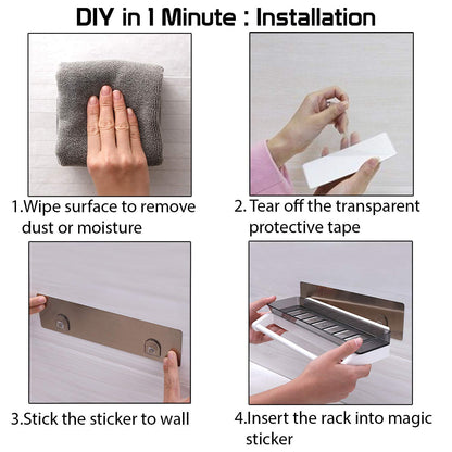 UK-1047 Bathroom Shelves, Bathroom Rack Toilet Wall Mounted Storage Rack Economical and Practical Bathroom Shower Room Without Perforated Toilet Rack