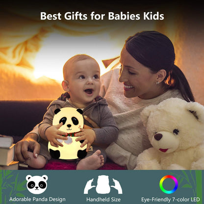 UK-0944 Panda Lamp, Panda Gifts, Panda Touch Silicone Lamp, Birthday Gift for Girls and Boys, Panda Light Lamp, Kids Night Light, Silicone Lamp, Rechargeable - Close Eye, Multicolor