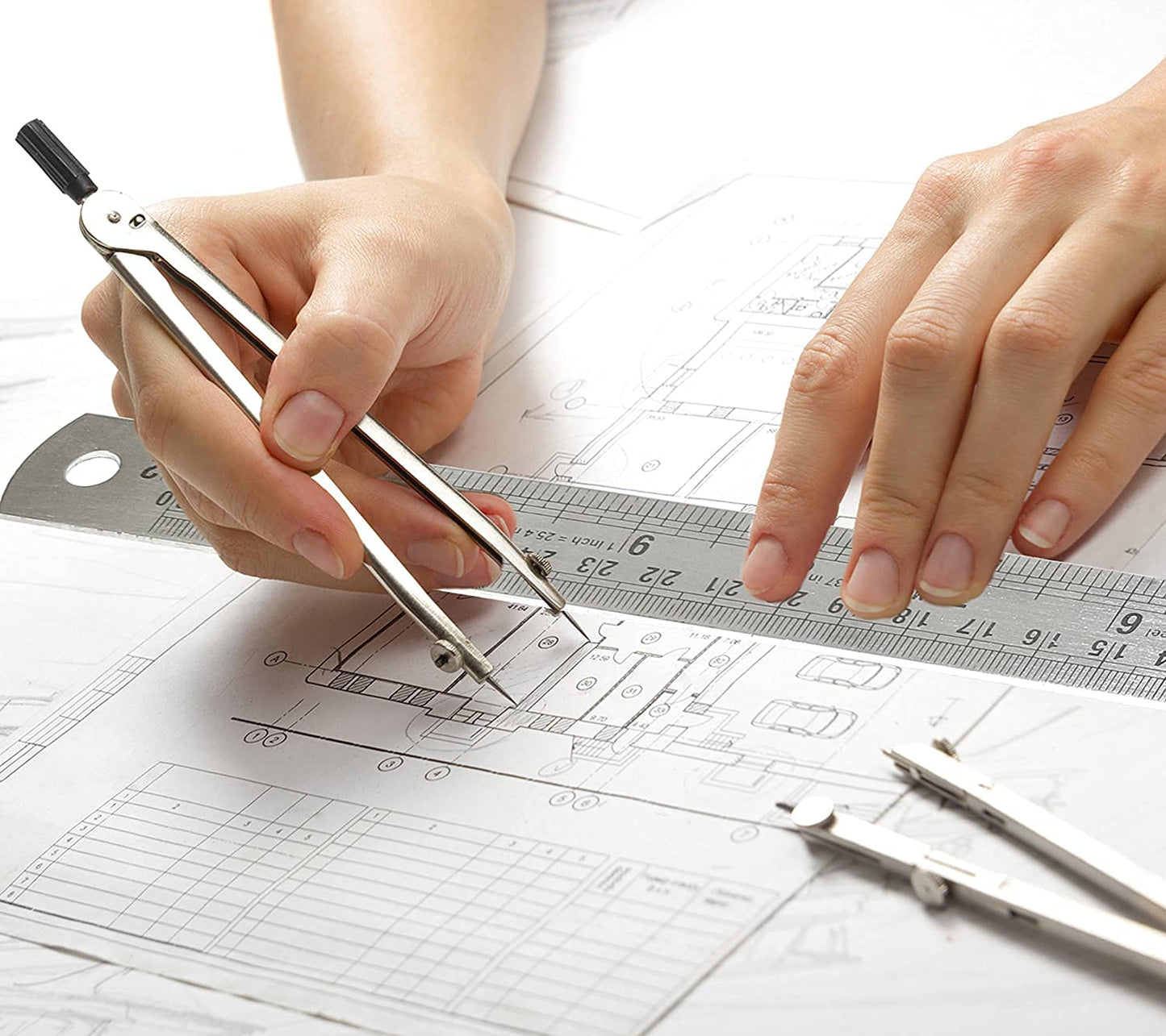 Stainless Steel Ruler Scale Long double Side Measuring Tool for Architects, Engineers, College Students