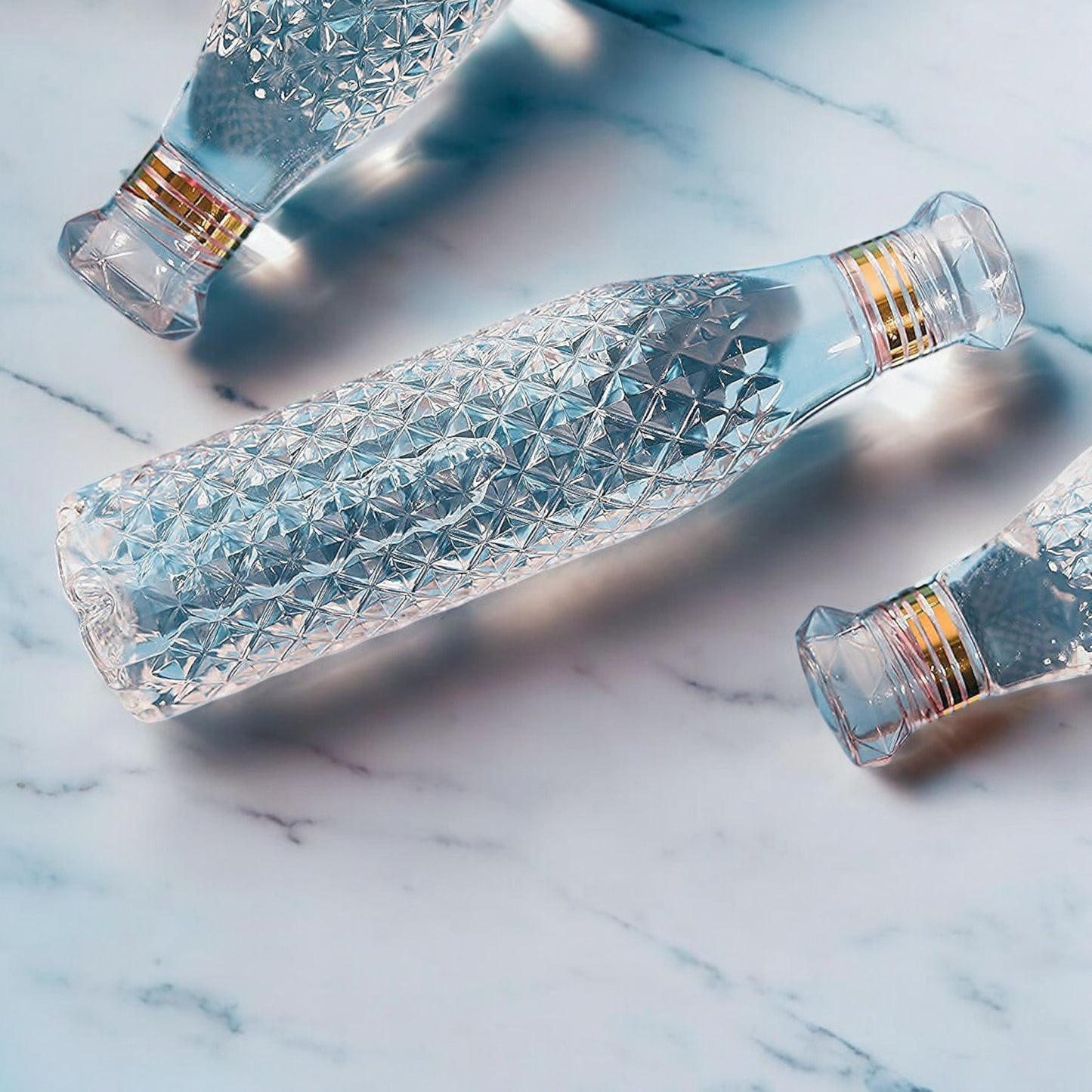 UK-0300 Diamond cut Crystal Clear Plastic Fridge Water Bottle, Unbreakable Re-Usable Bottles Ideal for Office, Gym, Yoga(1 PC)