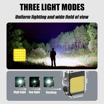 UK-1085 Dual Arc Plasma Lighter with COB LED Flashlight – USB Rechargeable Windproof Waterproof Keychain Lighter – Portable Flameless Electric Lighter with 3 Light Modes for Camping Hiking