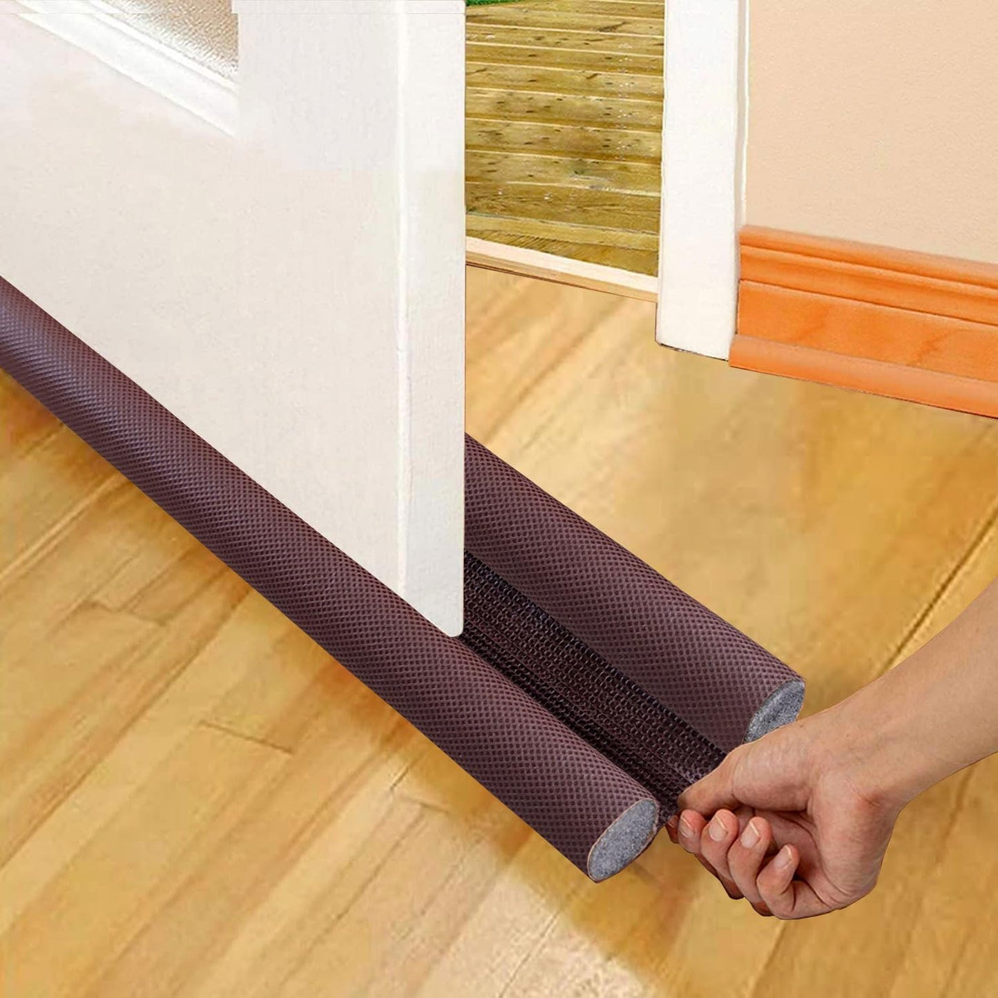 UK-0206 Twin Door Draft Stopper/Guard Protector for Doors and Windows | Door Bottom Sealing Strip Guard for Home